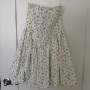 American Threads Cream Dress with Light Blue Floral Print